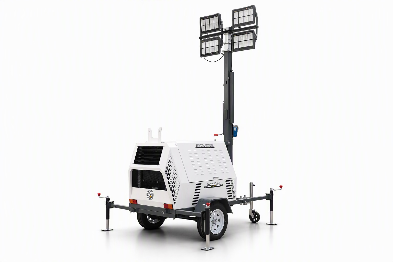 Torre de iluminación LED móvil diésel de 4,5 kW con mástil de 7 m